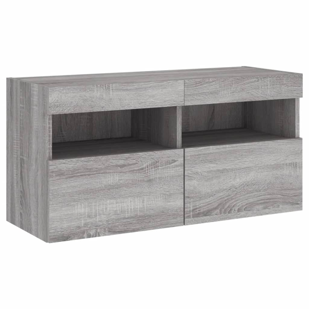Mobile TV multimediale mensola TV credenza mobile TV parete attrezzata per sala da pranzo soggiorno camera da letto con luci LED Sonoma 80 x 30 x 40 cm grigio 02_0028057