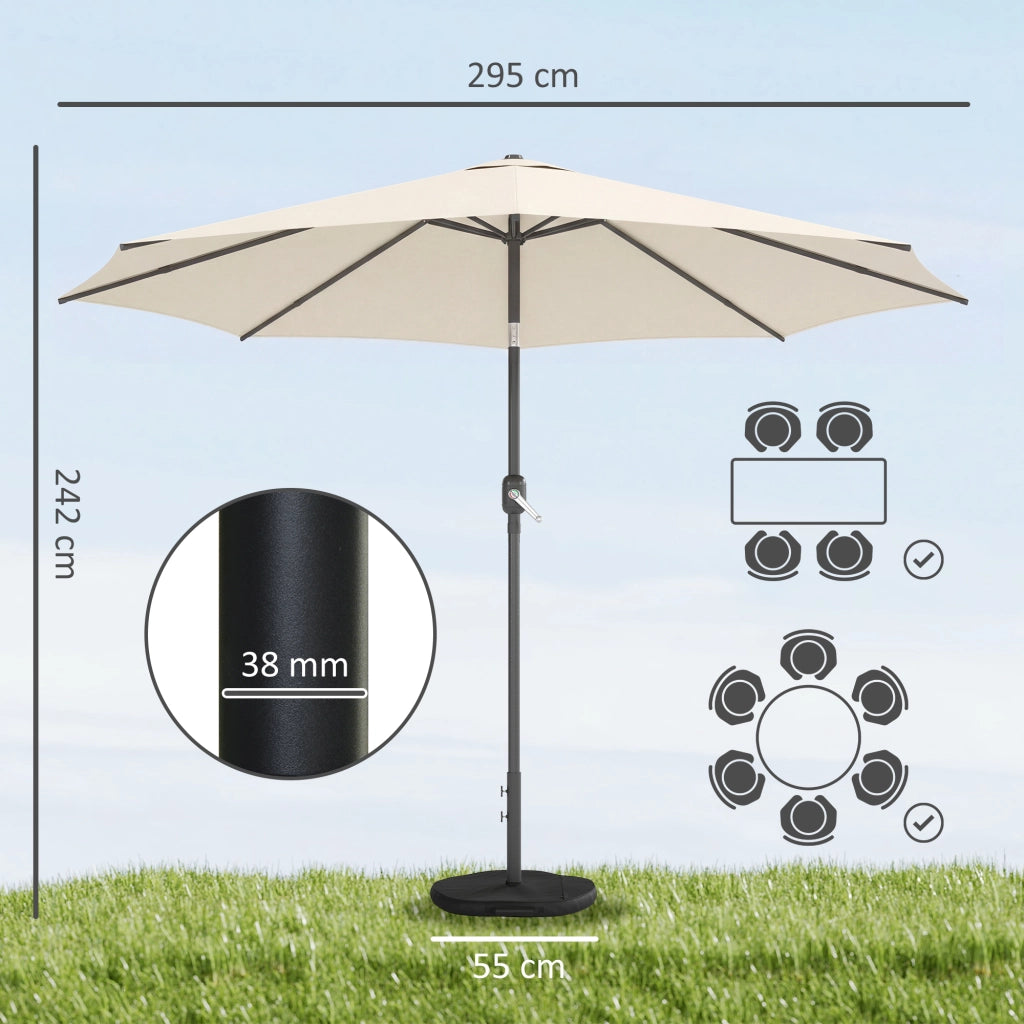 Ombrellone da balcone pieghevole con manovella e base ¨C zephmum ¨C crema ?300 cm