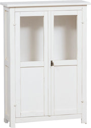 Biscottini Vetrinetta Country in legno massello di tiglio finitura bianca anticata L68xPR25xH98 cm. Made in Italy