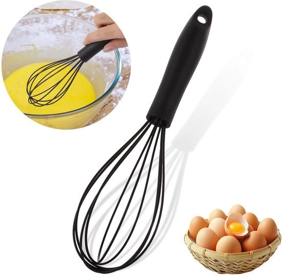 Giardino in Silicone da 26 CM, Nero, Resistente a Lavastoviglie, Antiscivolo, Mescolare, Sbattere, Schiumare, Agitare