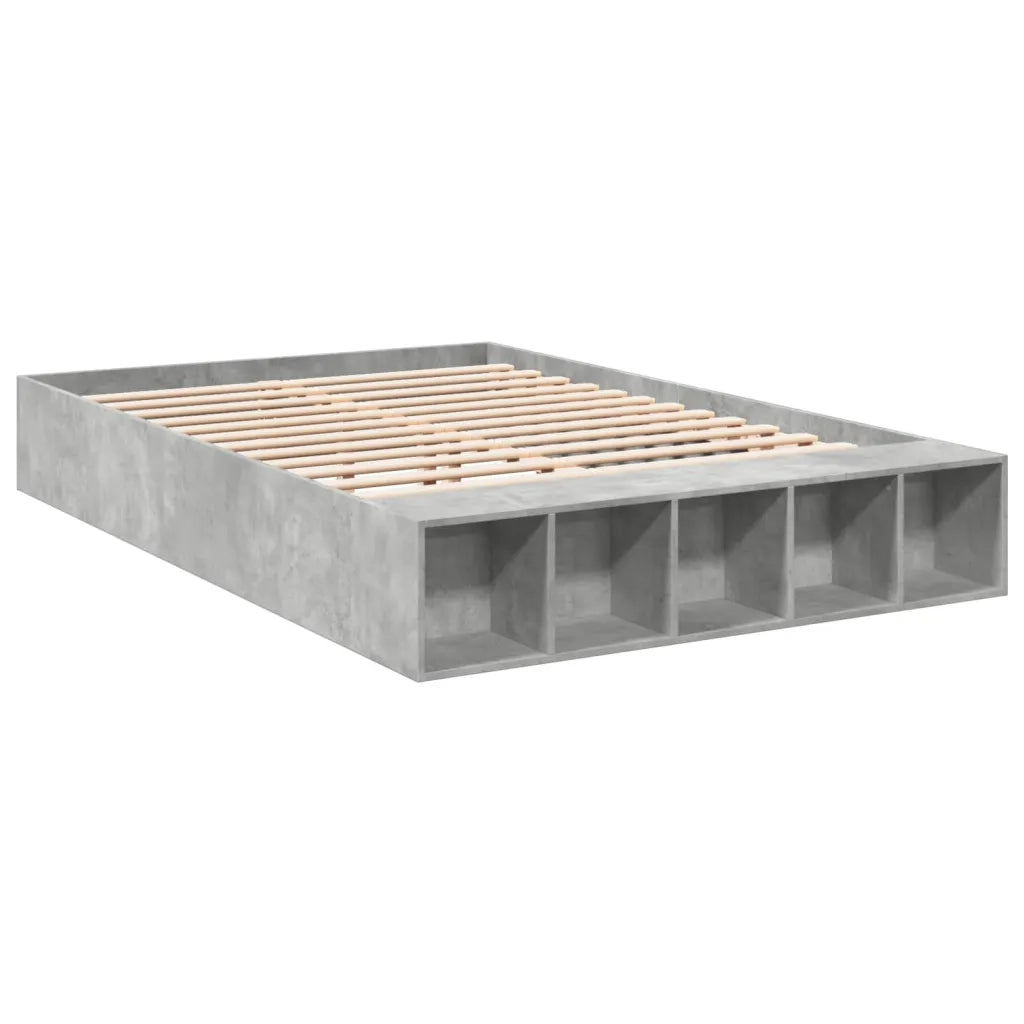 Letto matrimoniale | Letto per adulti | Giroletto Grigio Cemento 160x200 cm in Legno Multistrato