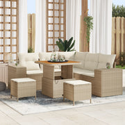 Set di divani da giardino  8 pezzi con cuscini Beige Poly Rattan Acacia