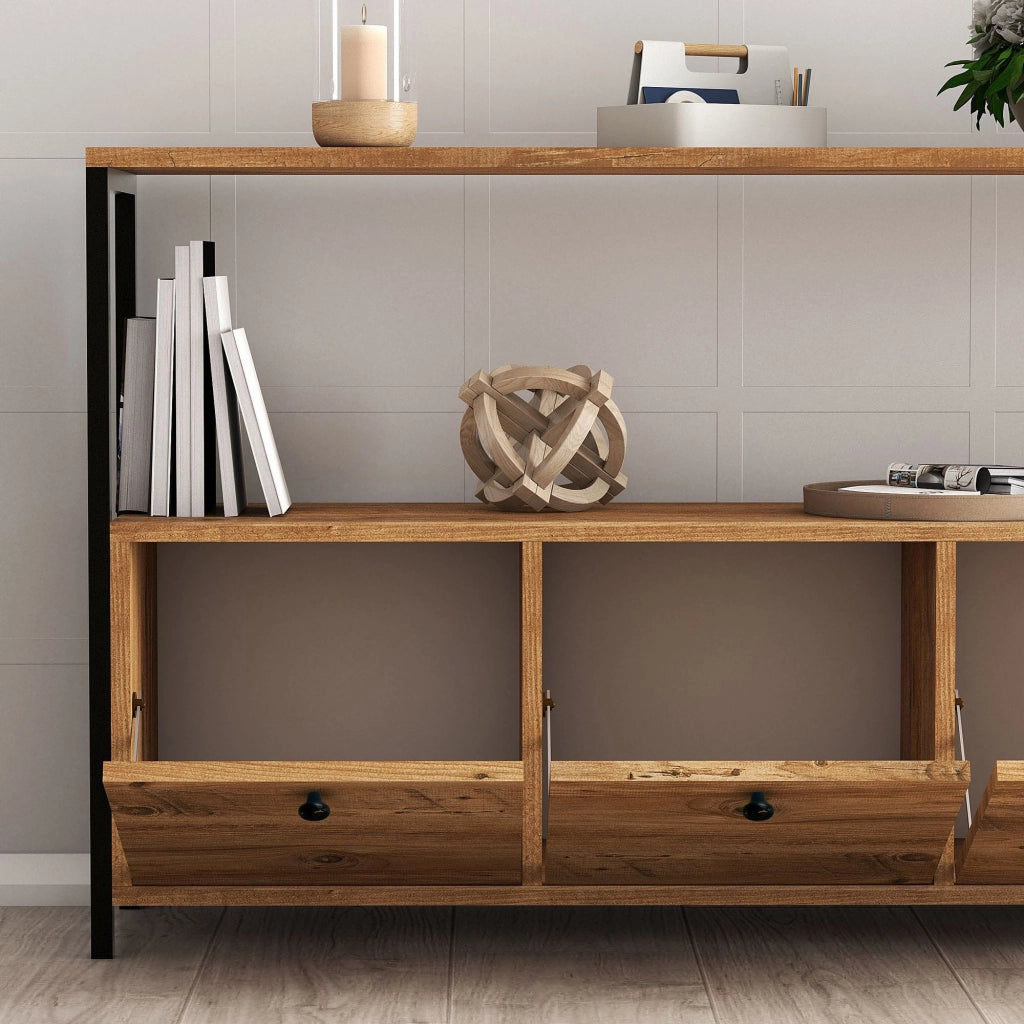 Credenza in legno "Nero" - 120 x 30 x 75 cm - Pino nero Atlantic