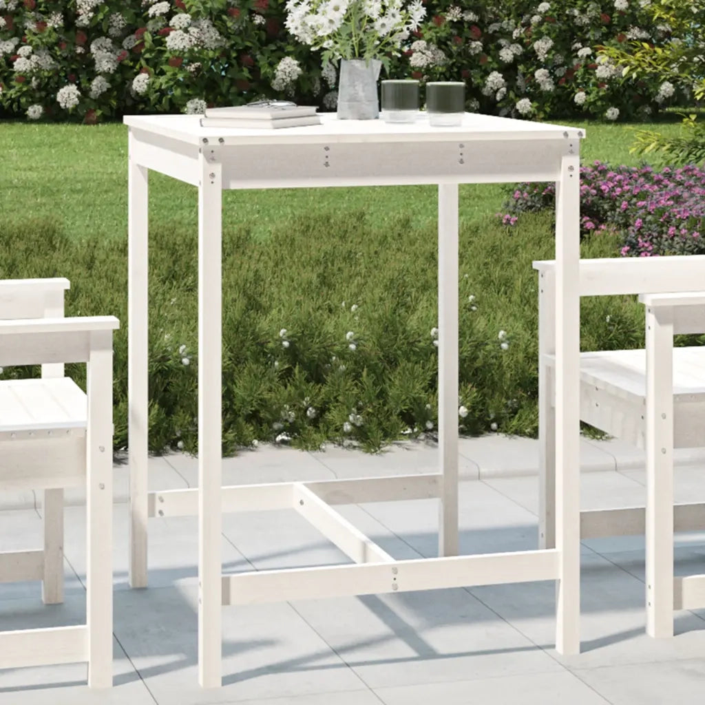 Tavolo da Giardino Bianco 82,5x82,5x110cm Legno Massello Pino 824082