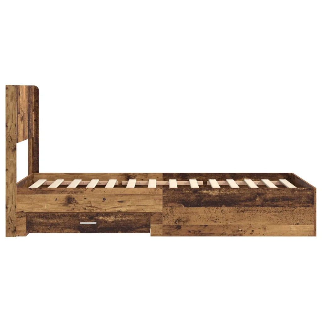 Struttura del letto con stoccaggio e testata Legno antico