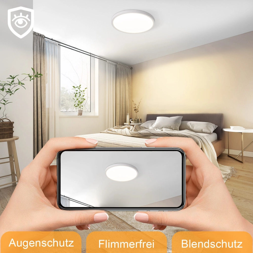 ZMH Lampada da soffitto plafoniera LED moderna rotonda 30cm illuminazione bianca calda per interni