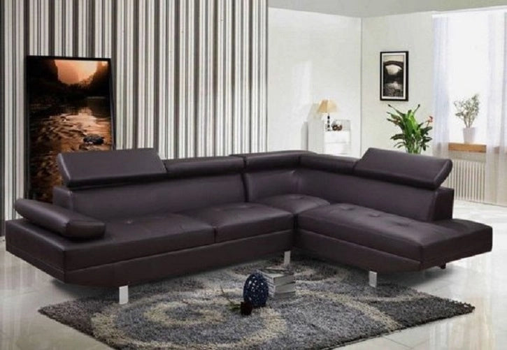 Divano angolare, pelle marrone moderno 270cm Sicorage Eldy Destra