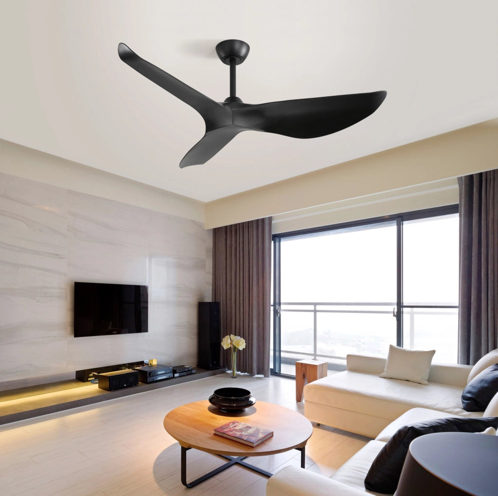 VENTILATORE DA SOFFITTO 132 cm Reversibile 6 Velocità ABS Nero