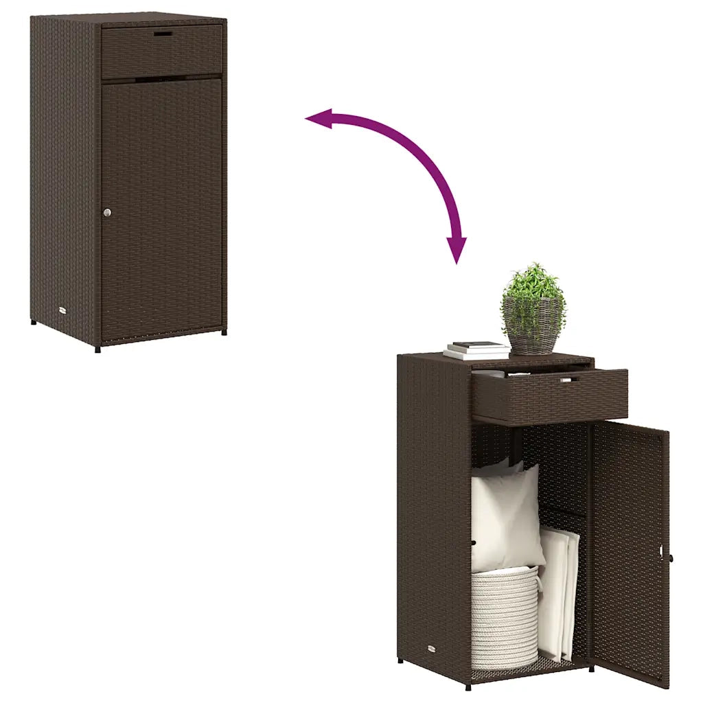 Armadietto Portaoggetti Giardino Marrone 55x55x111cm Polyrattan CFW1420068