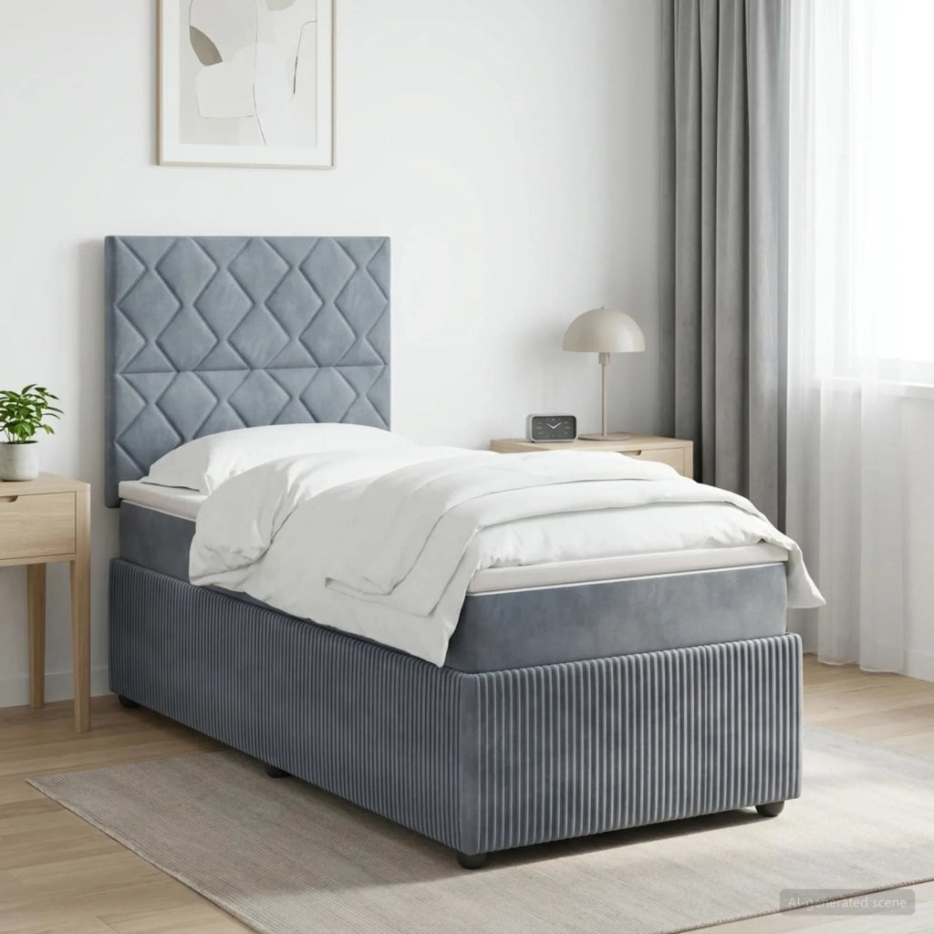 Letto box spring con materasso Grigio Scuro 90 x 190 cm Velluto 3454518