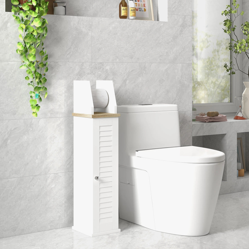 Mobiletto Sottolavabo con Portarotoli ¨C Zephmum ¨C Bianco 18x20x80 cm
