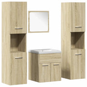 Set Mobili da Bagno | Armadio da bagno 5 pz Rovere Sonoma in Legno Multistrato