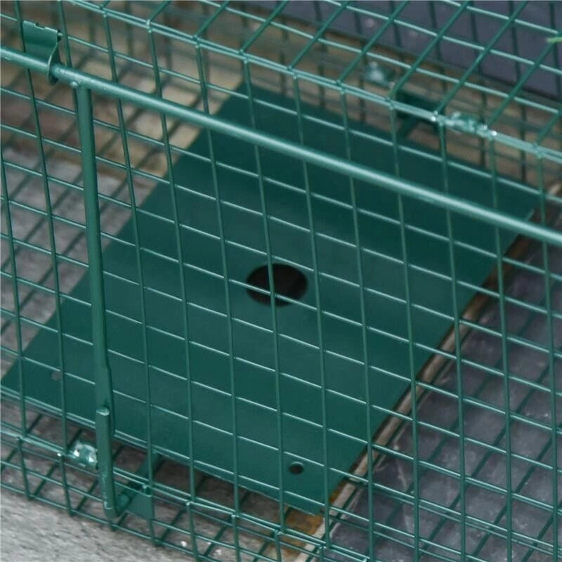 GABBIA TRAPPOLA PER ANIMALI VIVI CON DOPPIA PORTA 100X25X28CM VERDE SCURO