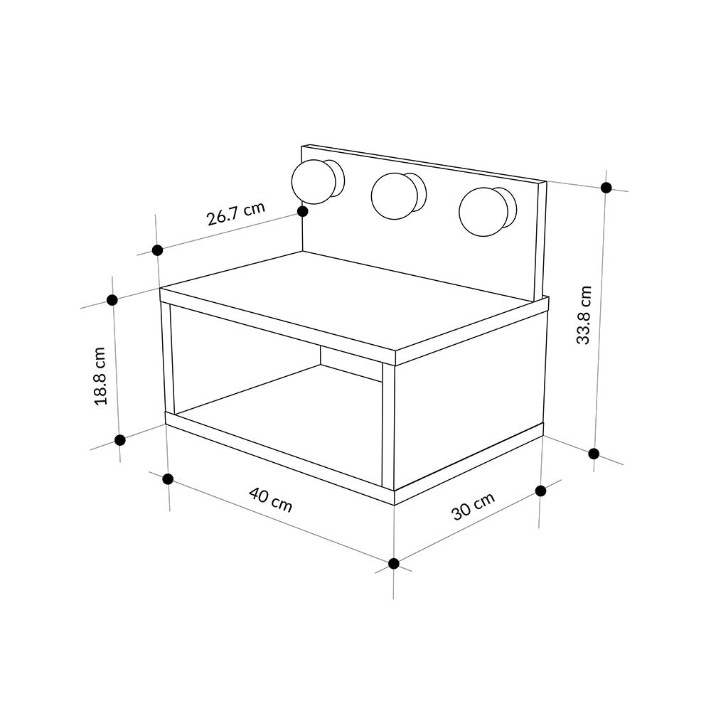 Comodino sospeso Treo con luci integrate colore bianco