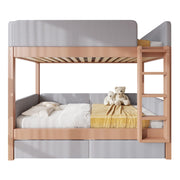 LETTO A CASTELLO 90x200 cm Grigio+Naturale con 2 cassetti e scala