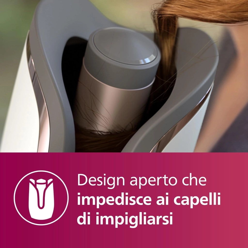 Auto Curler Serie 8000, arricciacapelli con tecnologia MoistureProtect, 27 diverse opzioni di styling, bianco, modello BHB878/00
