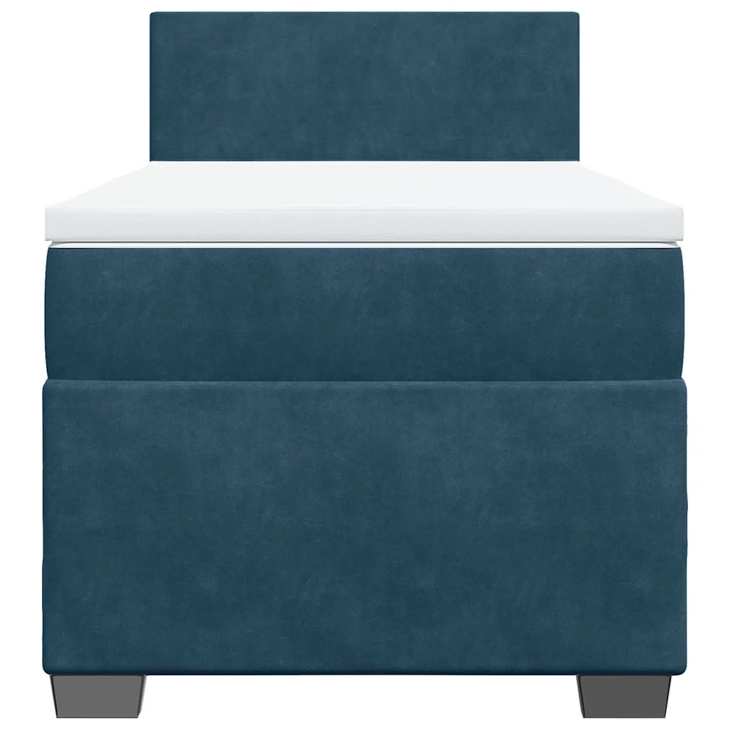 Giroletto a Molle con Materasso Blu Scuro 90x190 cm in Velluto