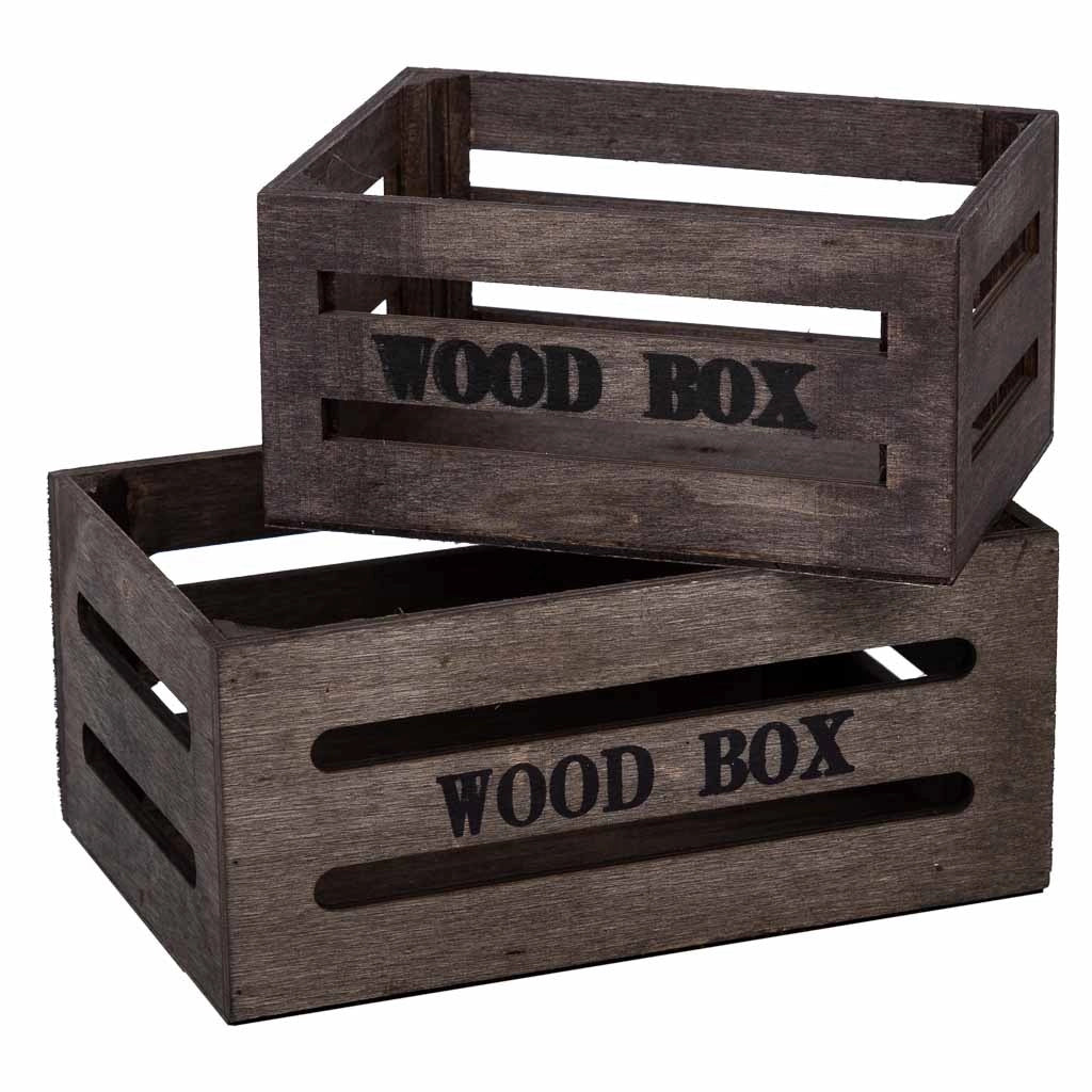 Set cassetti in legno 2 pezzi marrone 20x13x09-16x11x08h cm