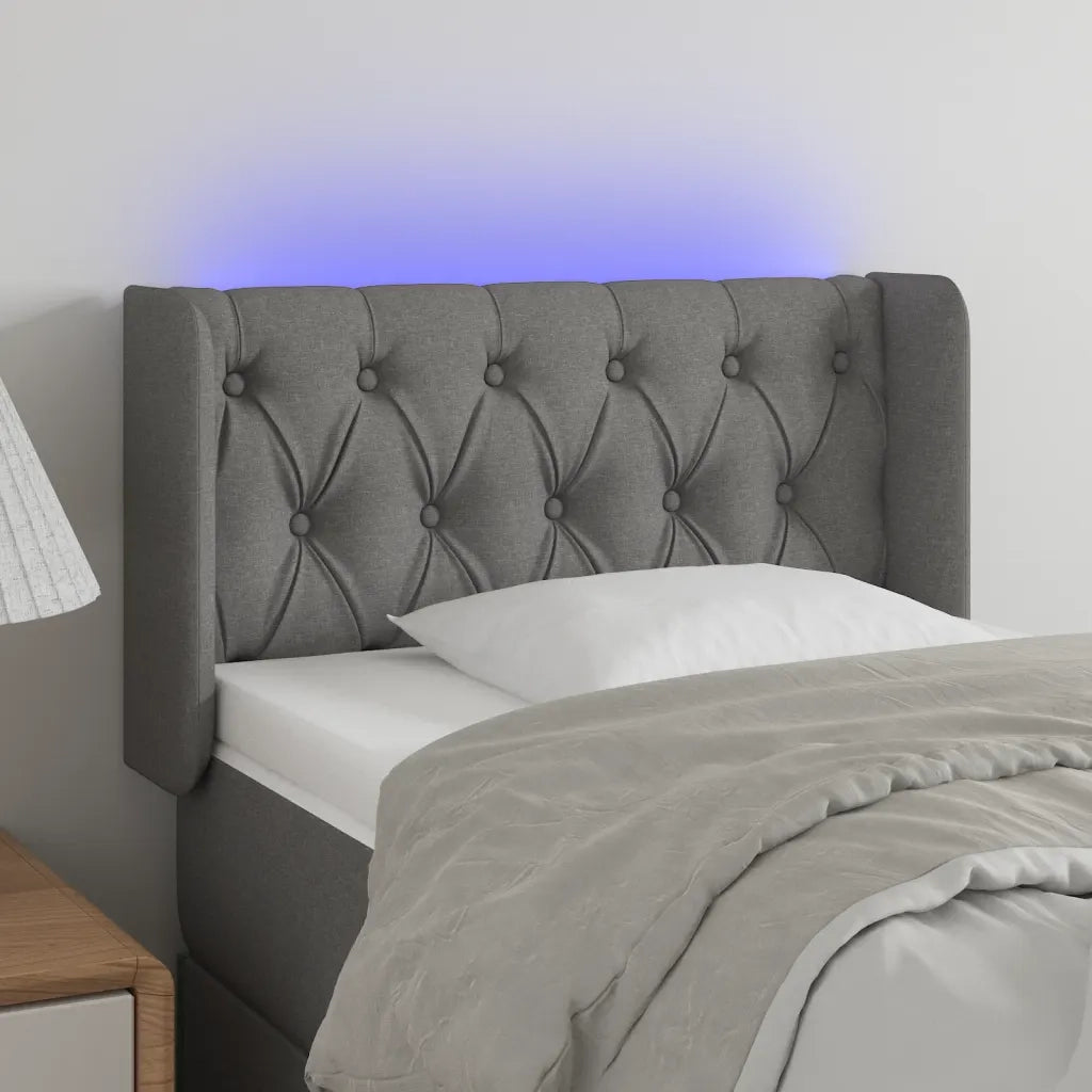 Testiera | Testata a LED Grigio Scuro 83x16x78/88 cm in Tessuto