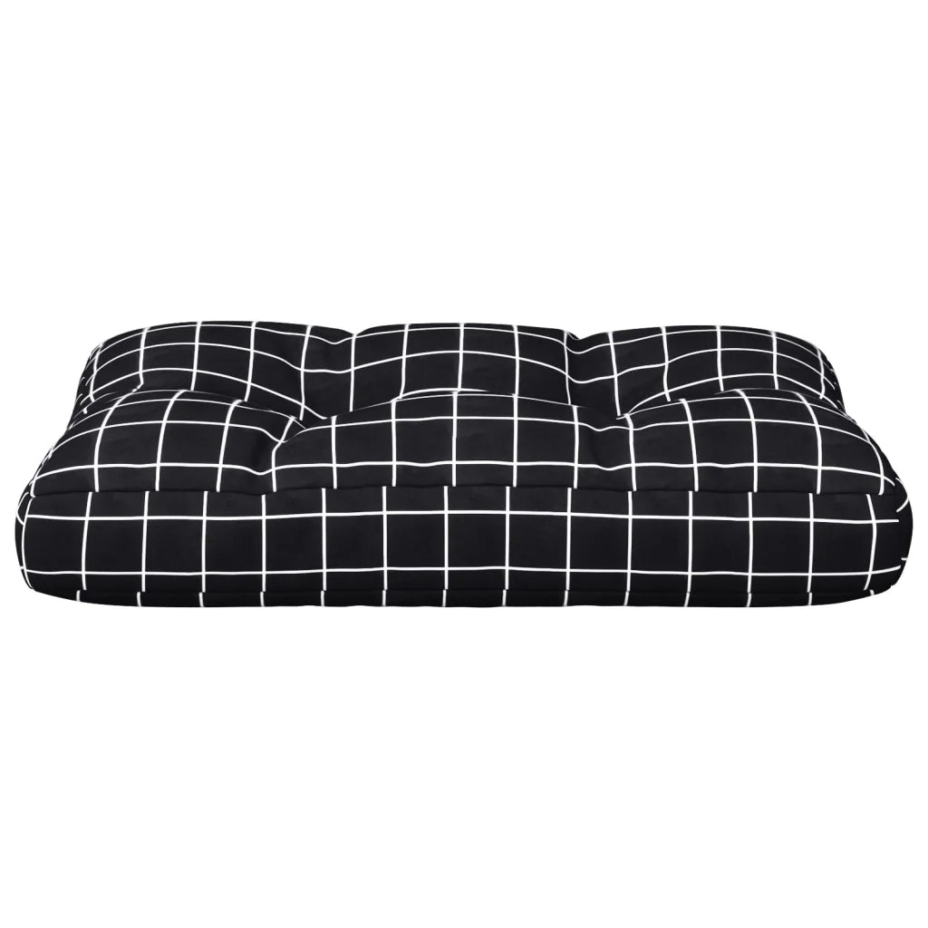 vidaXL Cuscino per Pallet Motivo a Quadri Nero 50x40x12 cm in Tessuto