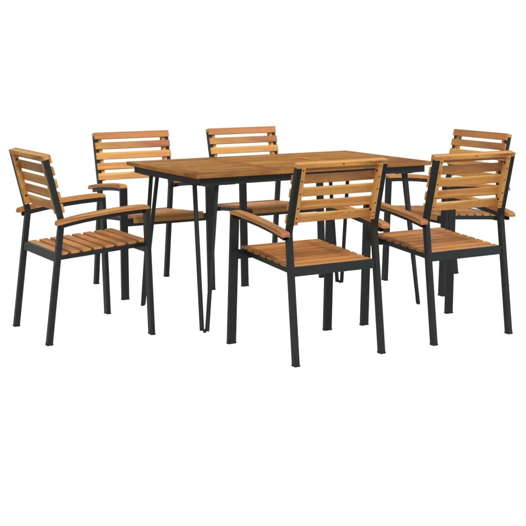 Set Pranzo da Giardino 7 pz Legno Massello di Acacia e Metallo 3155415