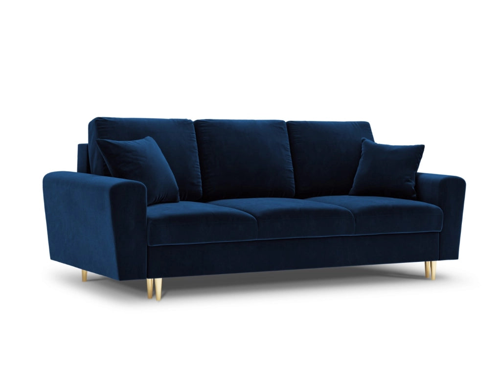 Cosmopolitan Design - Divano convertibile con contenitore "Kyoto" 3 posti in velluto blu reale 