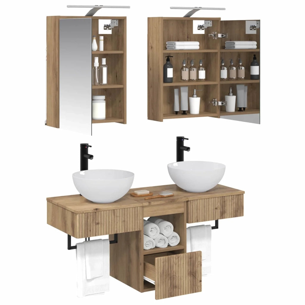 Set di Armadi da Bagno 5 pcs Rovere Artigianale 3406286