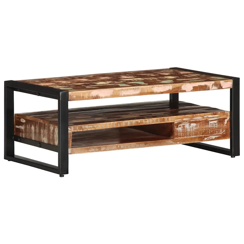 Tavolino Salotto Multicolore 90x50x36cm Legno Massello Recupero