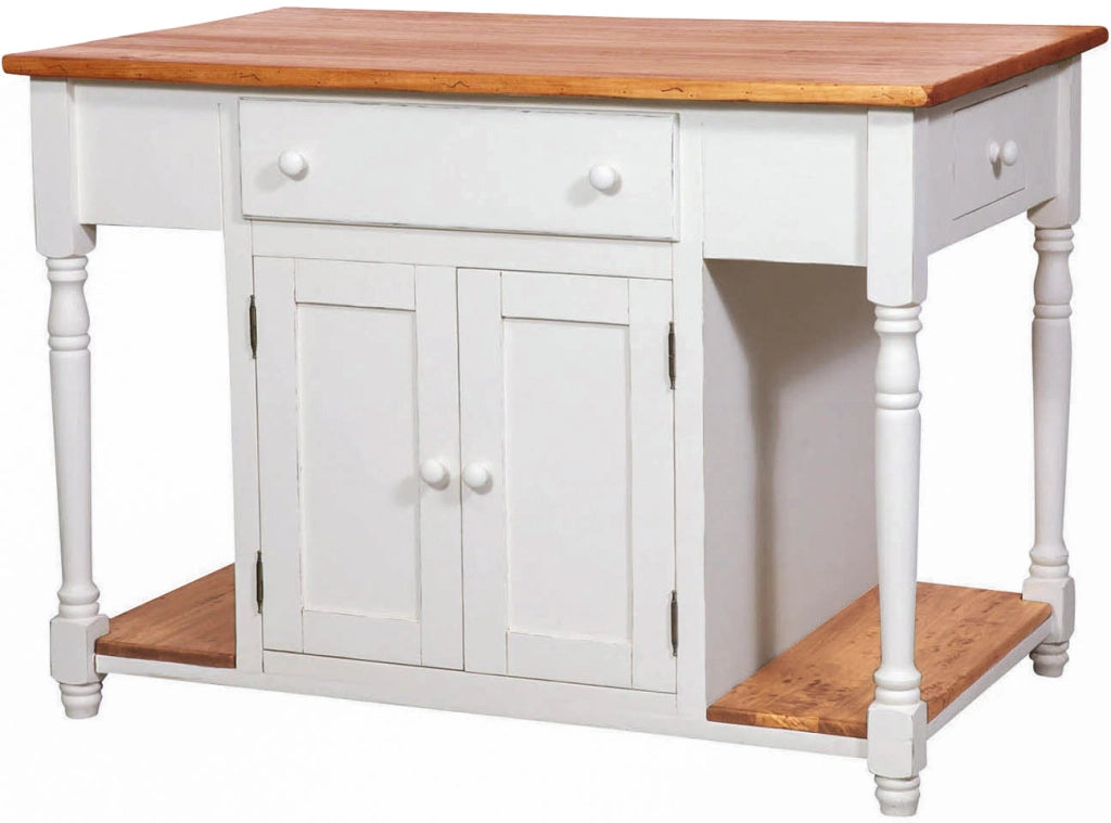 Biscottini Banco da lavoro bifacciale in legno massello di tiglio struttura bianca anticata piano finitura naturale L130xPR80xH88 cm. Made