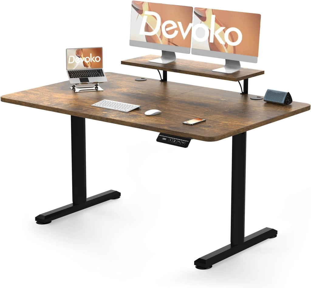 160 x 70 cm Aggiornamento Scrivania Regolabile in Altezza Elettrica con Supporto per Monitor, Scrivania Elettrica Regolabile con 2 Altezze di Memoria Tavolo regolabile in altezza