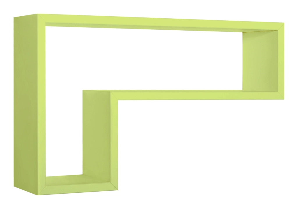 Mensola da Parete a Forma di L 61x37x15,5 cm in Fibra di Legno Lettera Verde