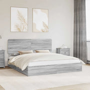 Letto con Contenitore con testiera Grigio Sonoma 200 x 200 cm 3412656