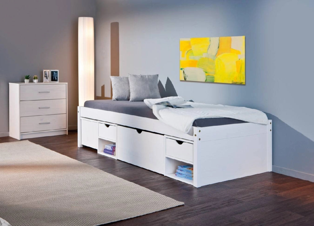 Letto Matrimoniale Cavallo, Letto Matrimoniale Contenitore, Bianco Quercia