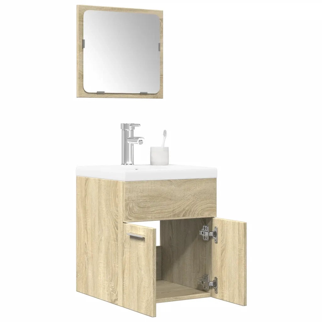 vidaXL Set Mobili da Bagno 3 pz Rovere Sonoma in Legno Multistrato