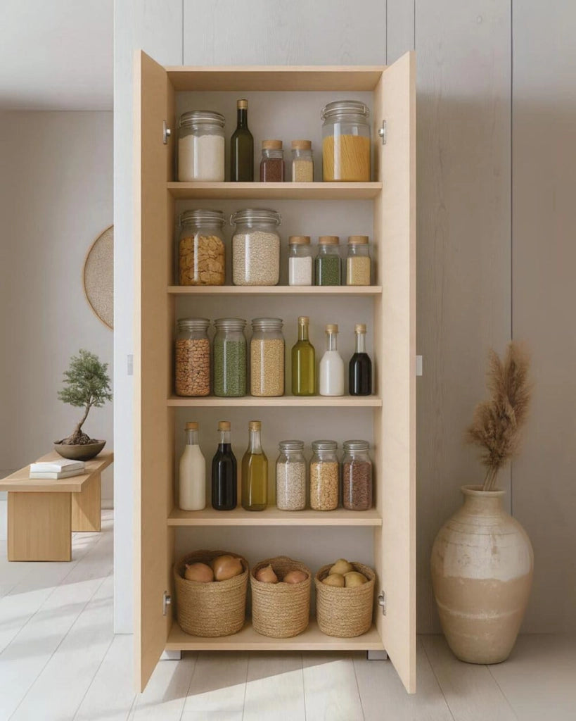 Doomostore. Armadio 2 Ante Clara per la dispensa, Cucina, Multiuso, Lavanderia, spogliatoio 75x35x180H con Ripiani Bianco/Olmo Biancoluna/Olmo