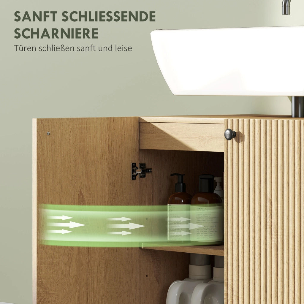 Mobile sottolavabo per bagno con ripiani e ruote ¨C zephmum ¨C legno 60x30x