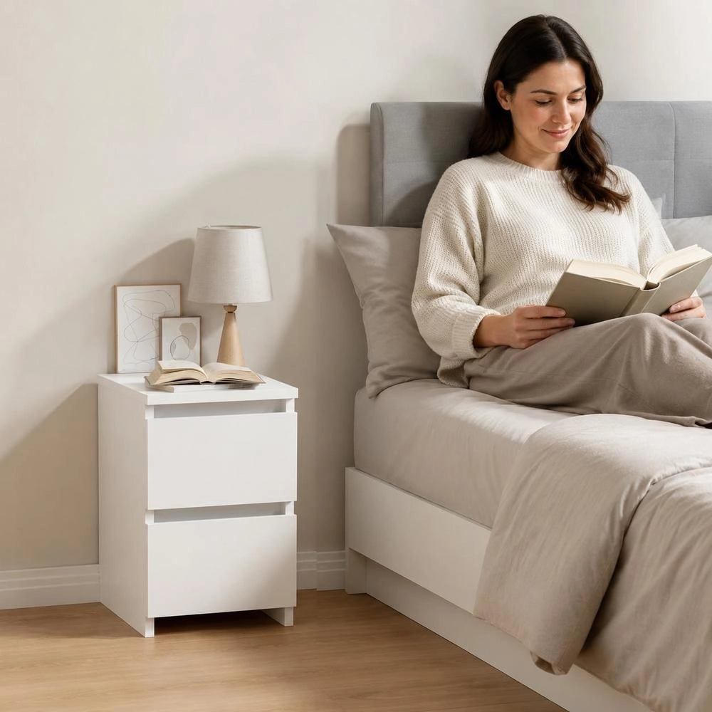 Bedside Table White 30x30x40 Cm Wood Material
