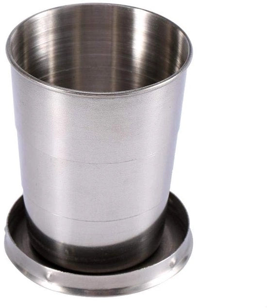 Bicchiere Telescopico Opportuno - In Acciaio Inossidabile - Portatile - Contenitore da 240 ml - Bicchiere da Campeggio