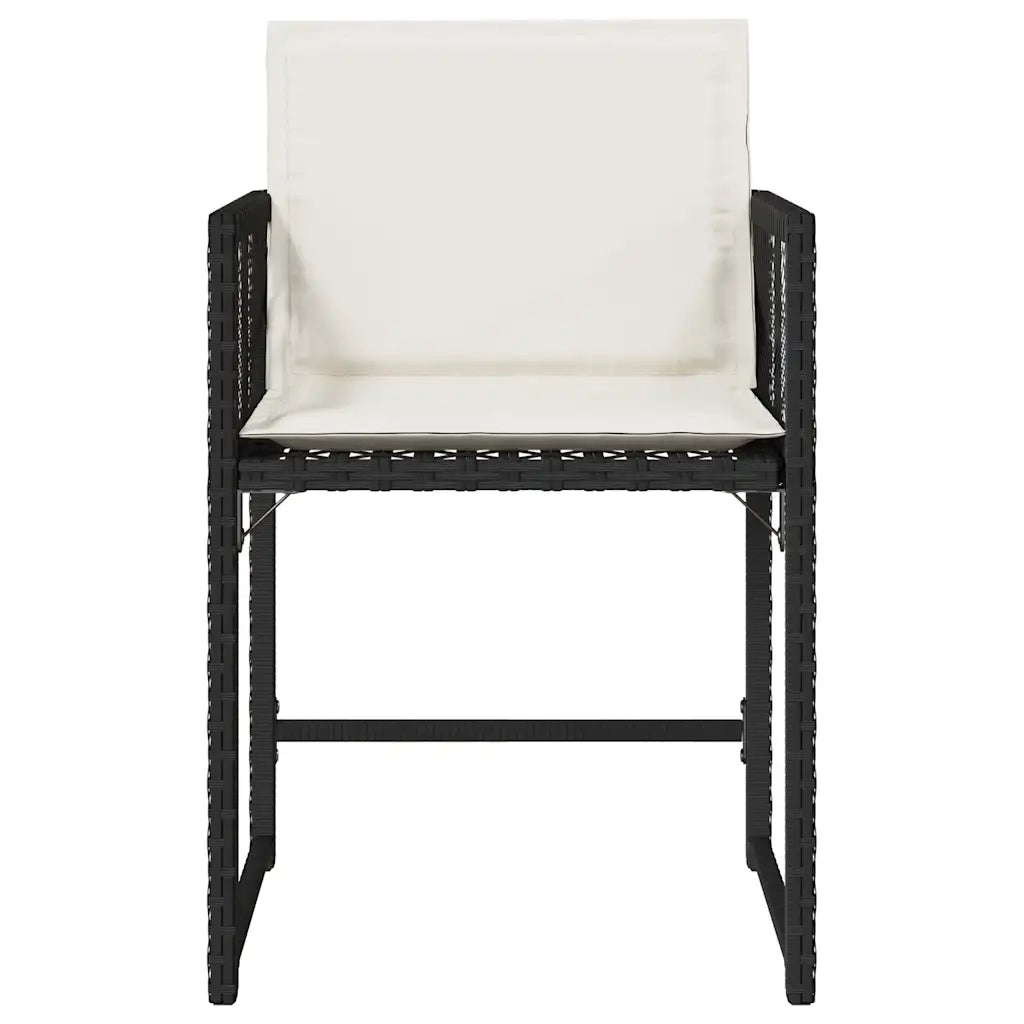 Sedie da Giardino con Cuscini 4 pz | Sedie da Esterno Nere in Polyrattan