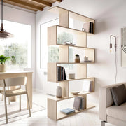 Libreria As, Scaffale da ufficio multiuso, Mobile biblioteca portalibri a 6 ripiani, 80x25h190 cm, Rovere