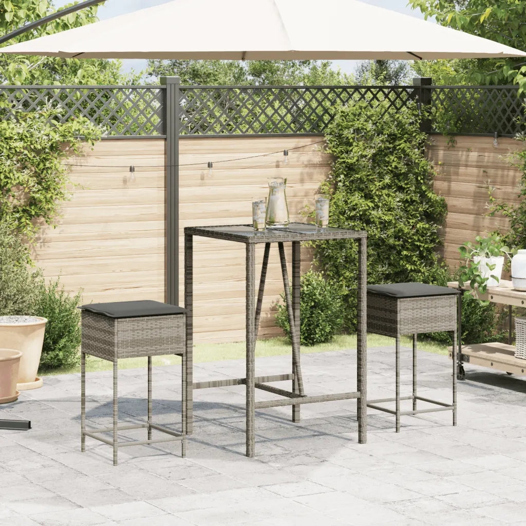 Sgabelli da Bar con Cuscini 2 pz Grigi in Polyrattan CFW1661783