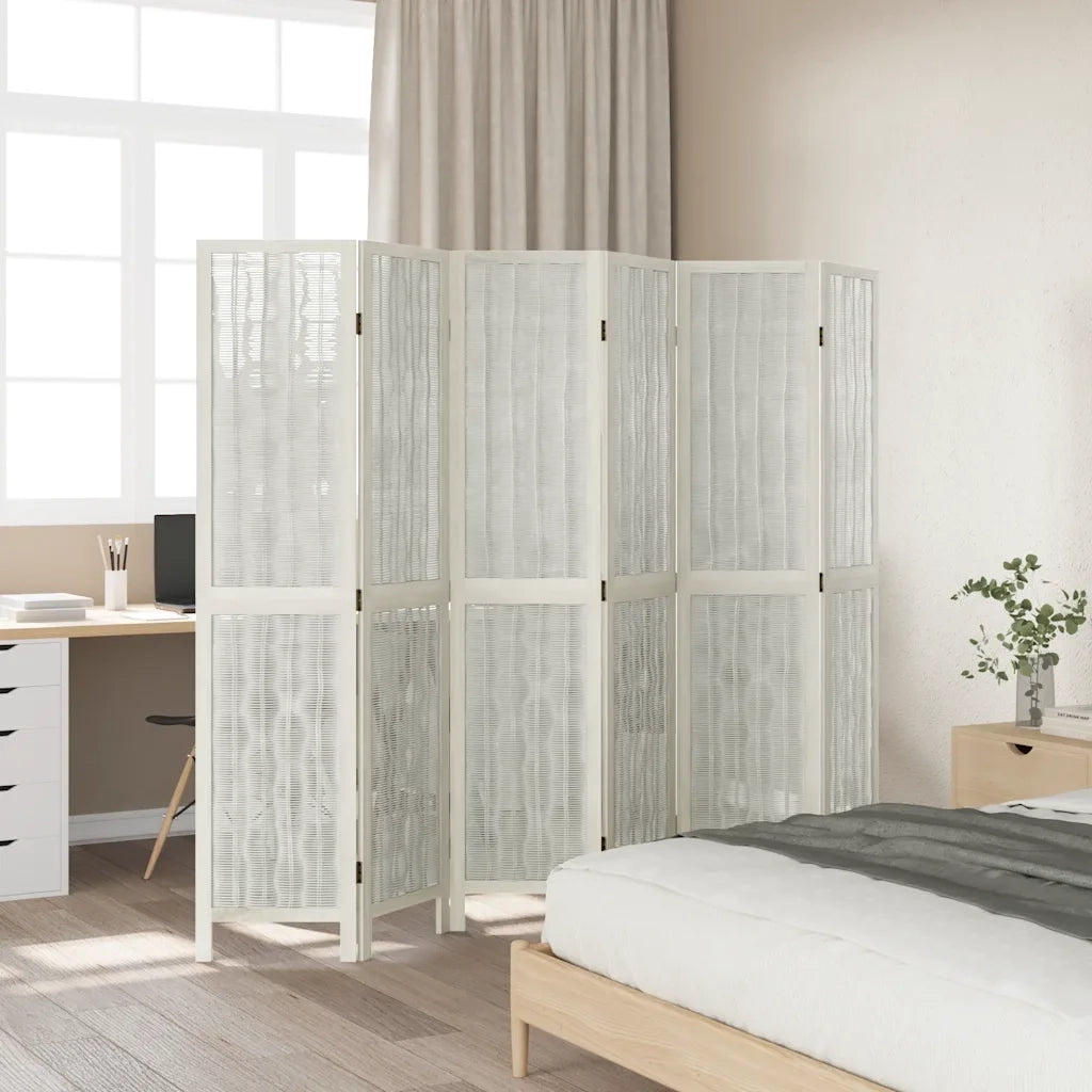 Divisorio Ambienti | Divider per stanze | Paravento 6Pannelli Bianco Legno Massello di Paulownia