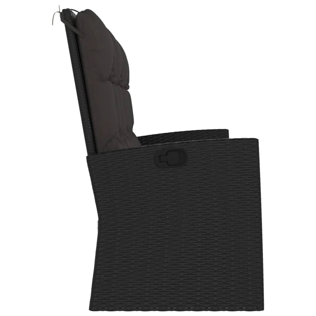 Panca da giardino mobili da esterno per patio panca reclinabile da terrazza con cuscini nera 173 x 62 x 95 cm resina intrecciata 02_0011740