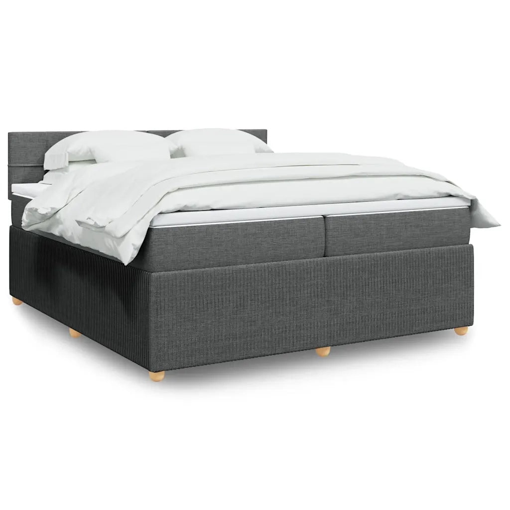 Giroletto a Molle con Materasso Grigio Scuro 200x200 cm Tessuto 3289864