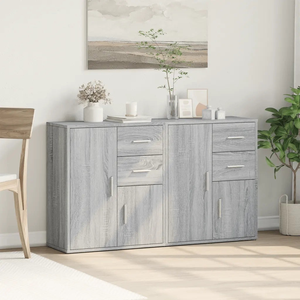Credenze 2 pz | Madia | Buffet da pranzo | Armadio da pranzo Grigio Sonoma 60x31x70 cm in Legno Multistrato