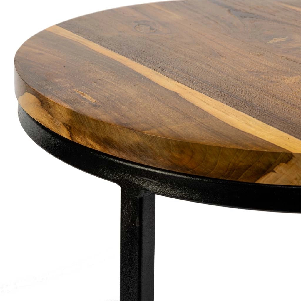 Tavolino in legno e metallo marrone 38x38x65h