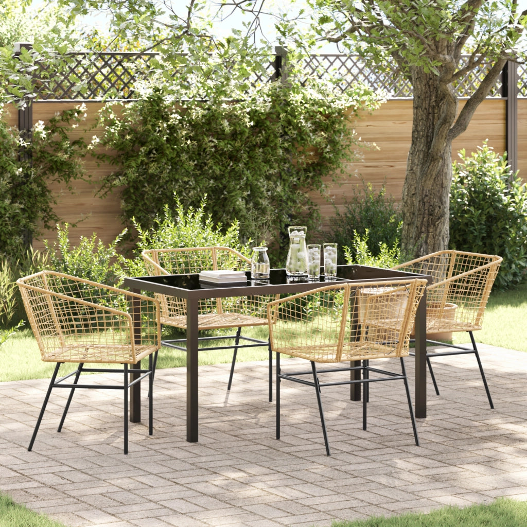Set da Pranzo da Giardino 5 Pezzi Marrone Poly Rattan