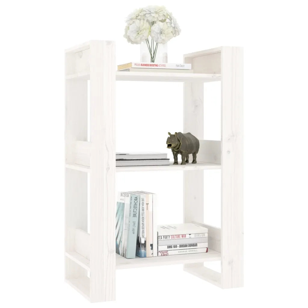 Libreria/Divisorio Bianco 60x35x91 cm in Legno Massello di Pino 813880