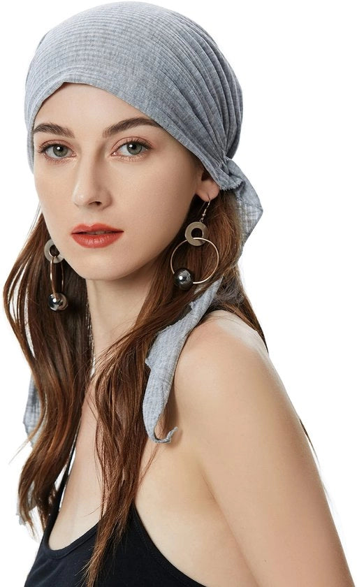 Cappello Estivo - Tulband - Sciarpa Prelevata - Colore Grigio Massiccio - Dimensione Unica - 100% Poliestere, Leggero e Comodo - Cappuccio