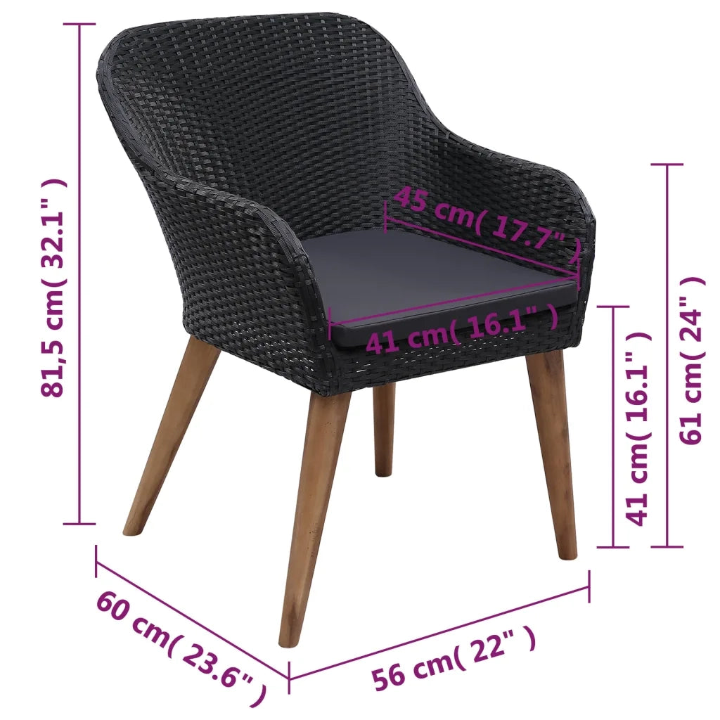 Set Mobili da Pranzo per Giardino 5 pz Nero 3071966